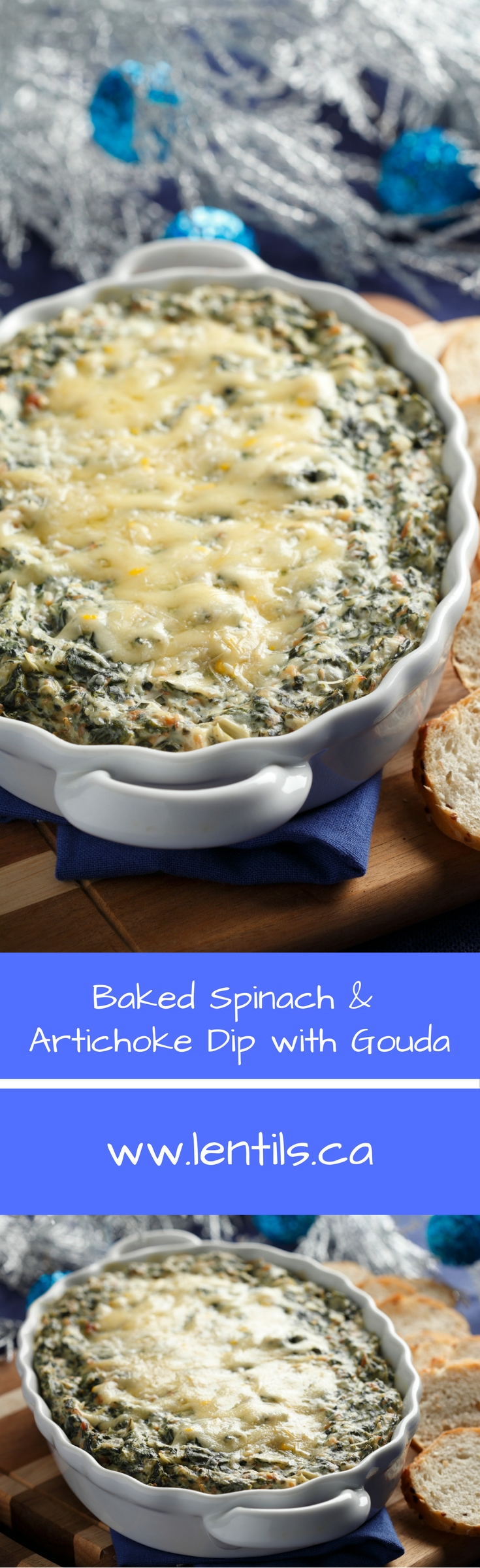 Baked Spinach & Artichoke Dip with Gouda