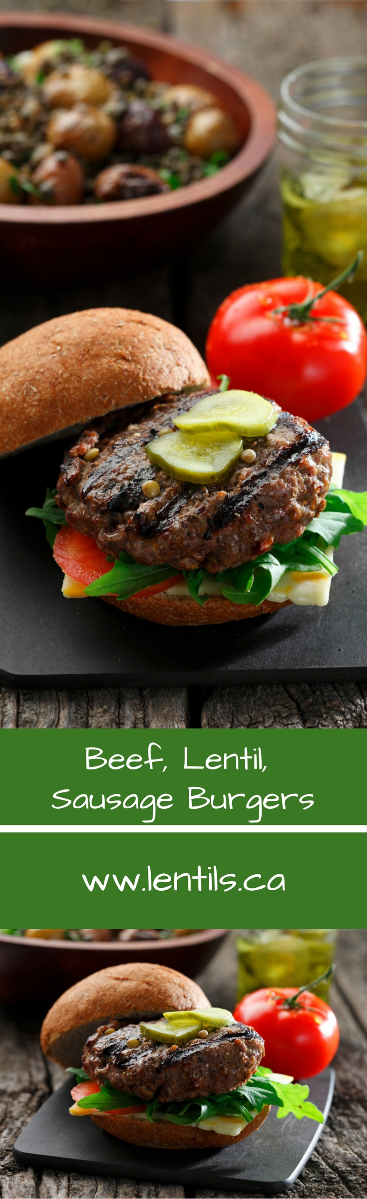 Beef, Lentil & Sausage Burgers