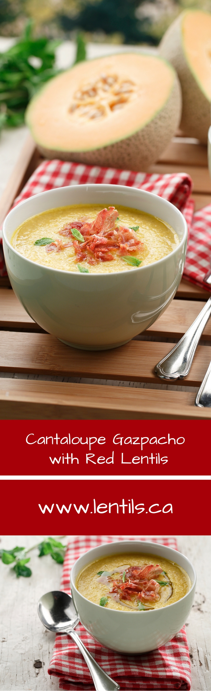 Cantaloupe Gazpacho with Split Red Lentils