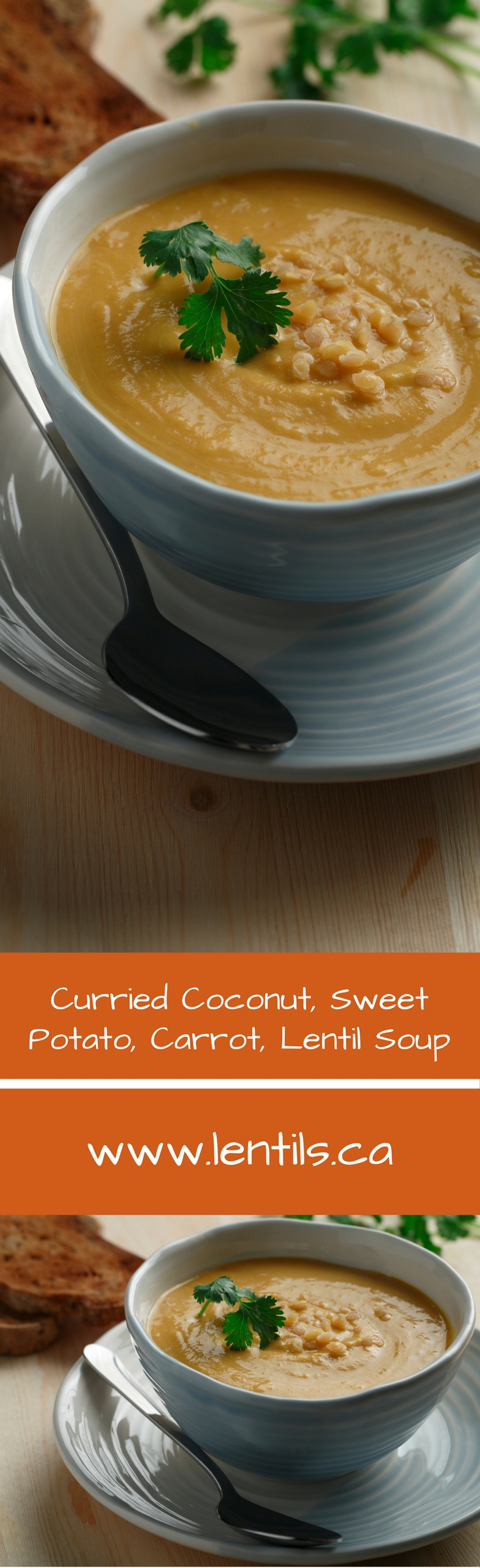 Curried Coconut Sweet Potato, Carrot & Red Lentil Soup