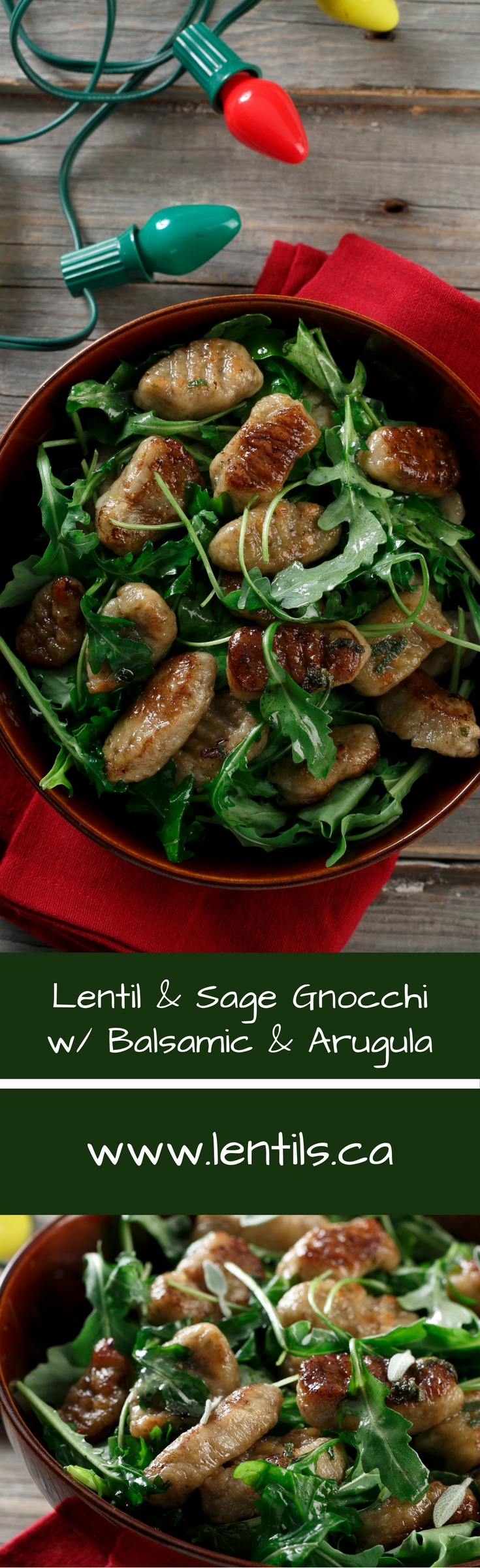 Green Lentil & Sage Gnocchi with Balsamic & Wilted Arugula