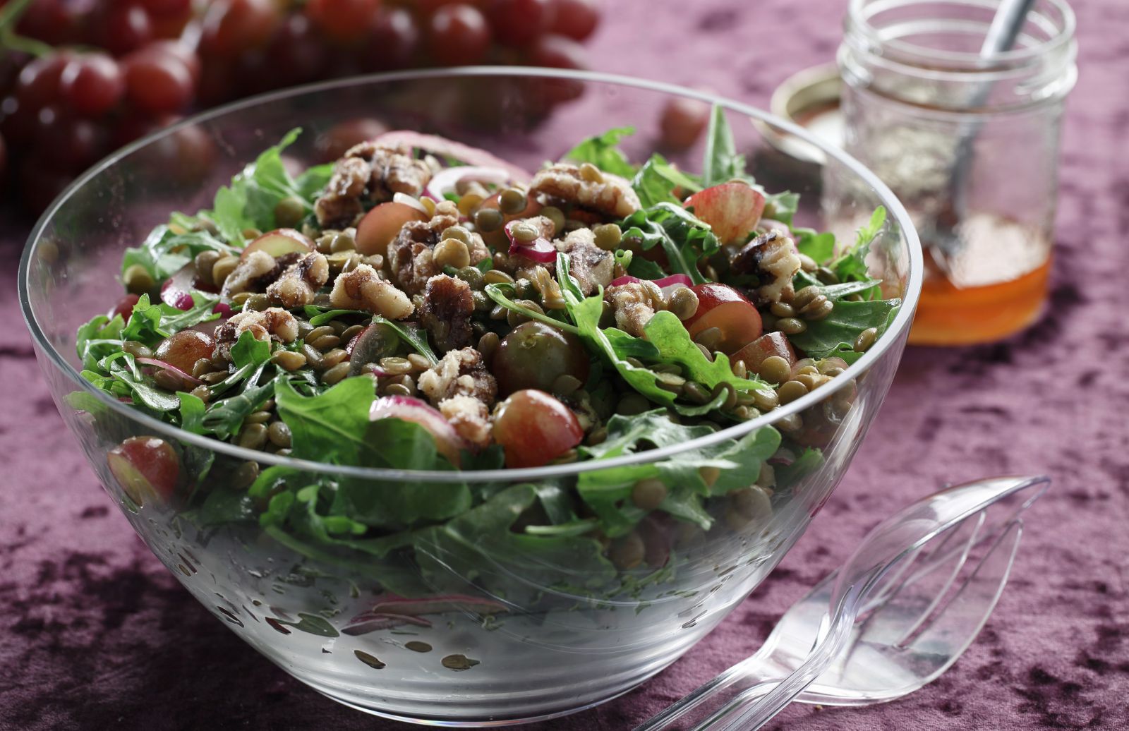 Lentil, Arugula, Red Grape & Walnut Salad by Chef Michael Smith