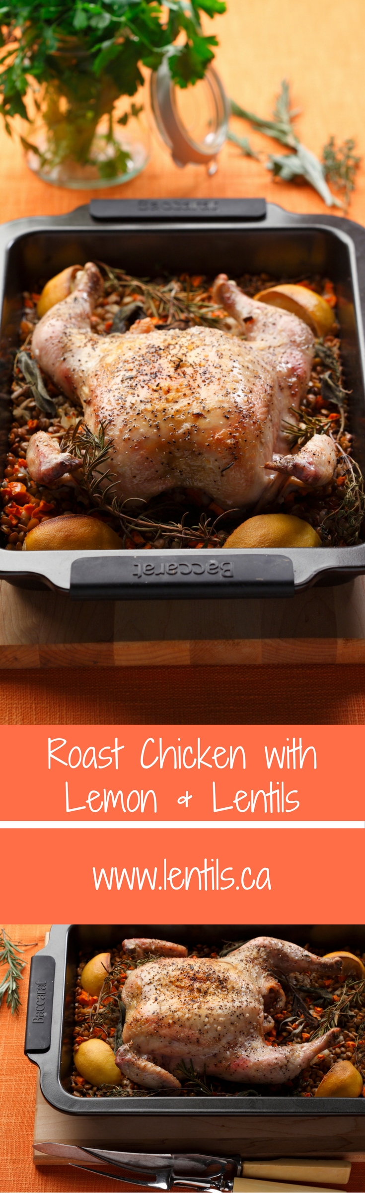 Roasted Chicken with Lemon & Lentils