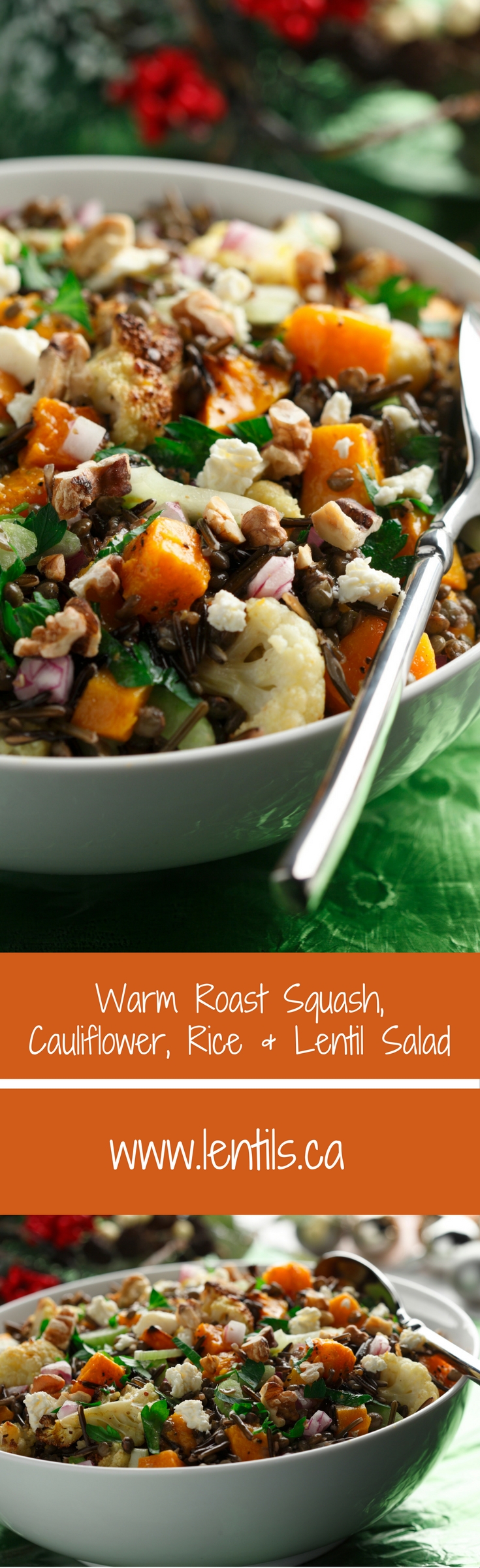 Warm Roasted Squash, Cauliflower, Rice, & Lentil Salad