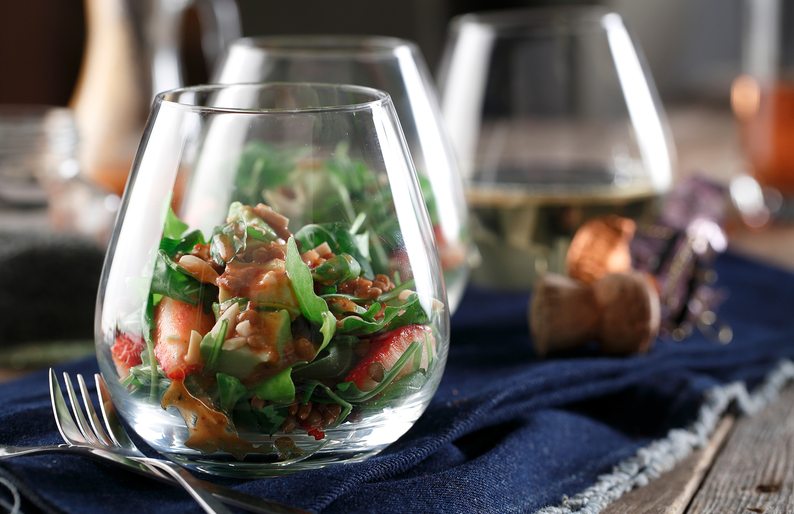 Avocado Lentil Salad with Strawberry Chipotle Vinaigrette