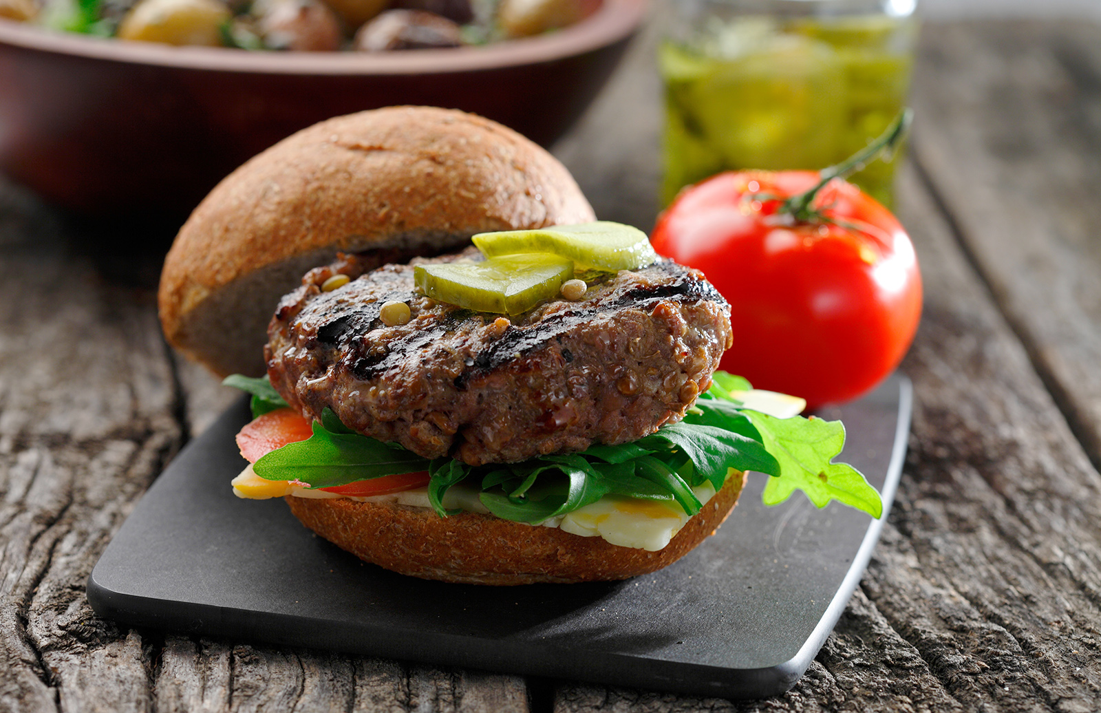 Beef, Lentil & Sausage Burgers