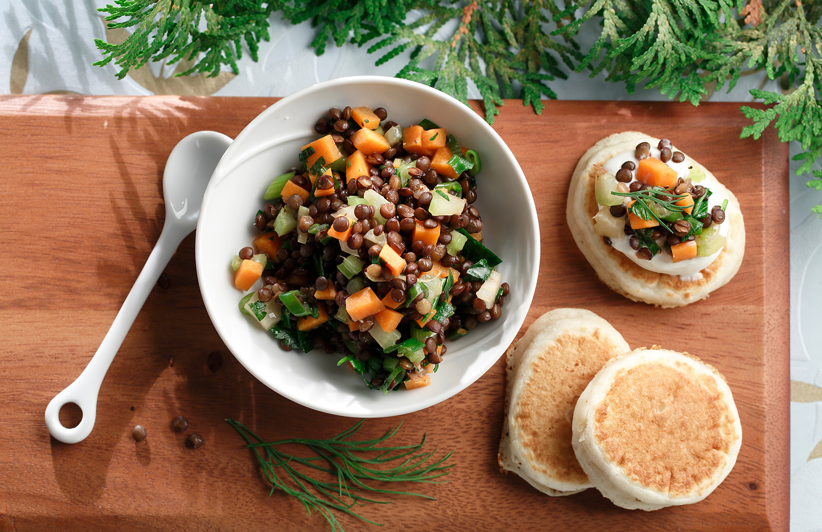 Blini with Black Lentil “Caviar”