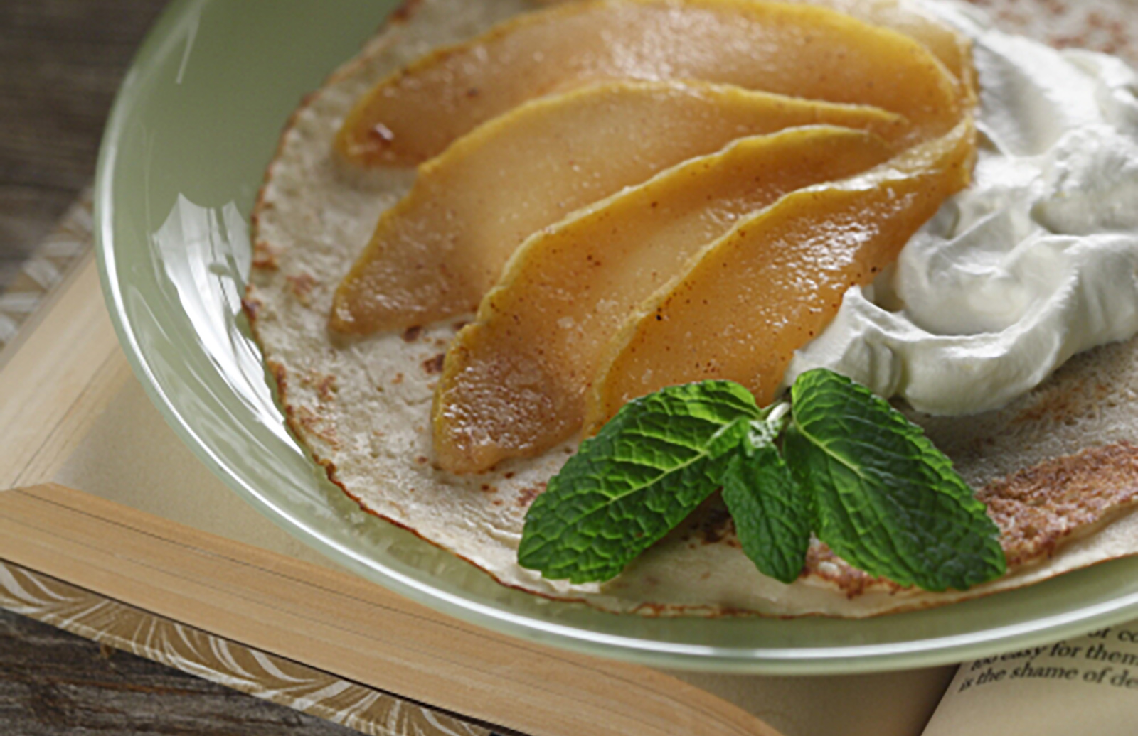 Buttermilk Crêpes with Sautéed Apples & Whipped Cream