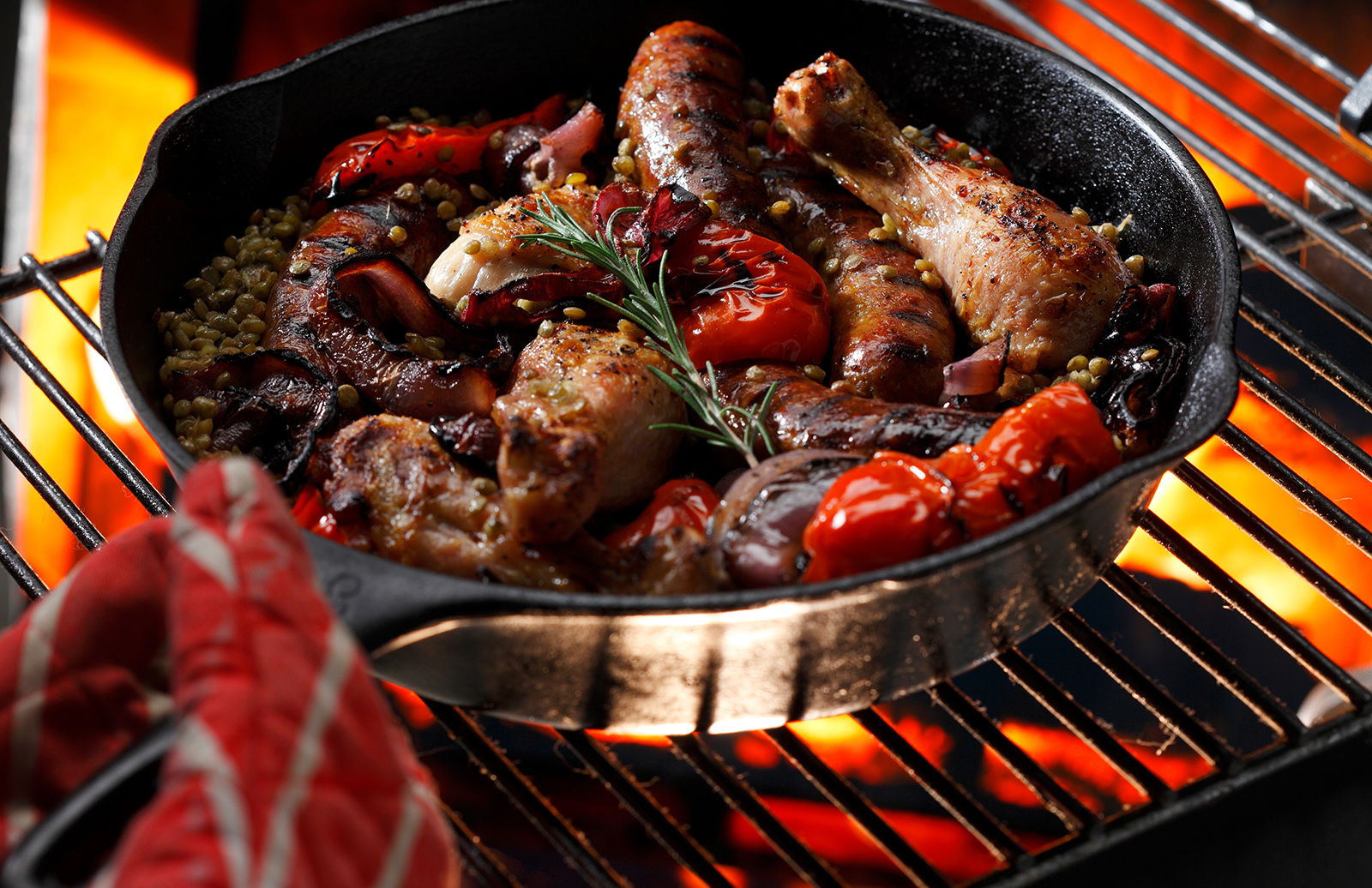 Grilled Chicken, Sausage & Lentils