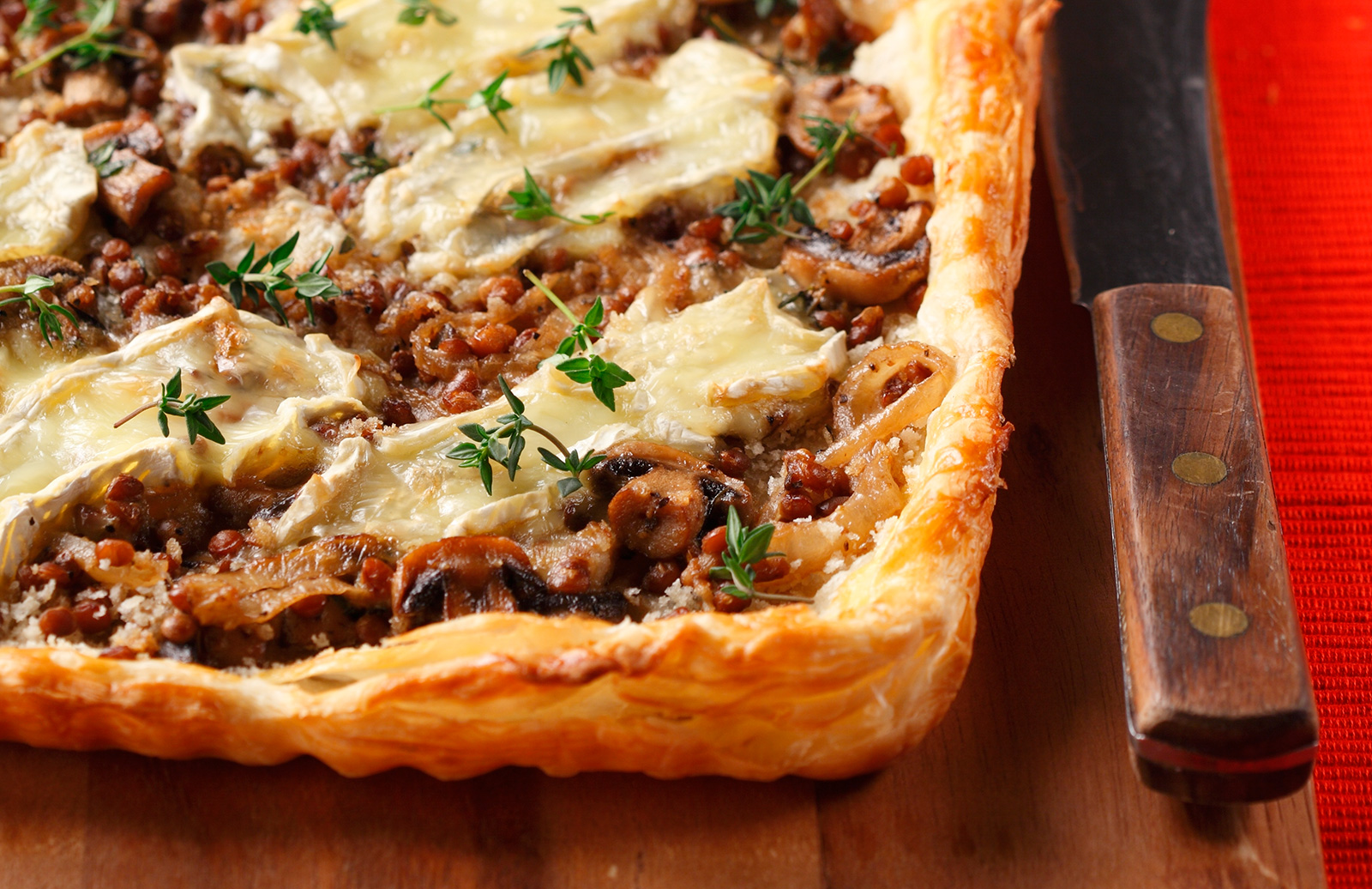 Lentil & Mushroom Tart With Brie