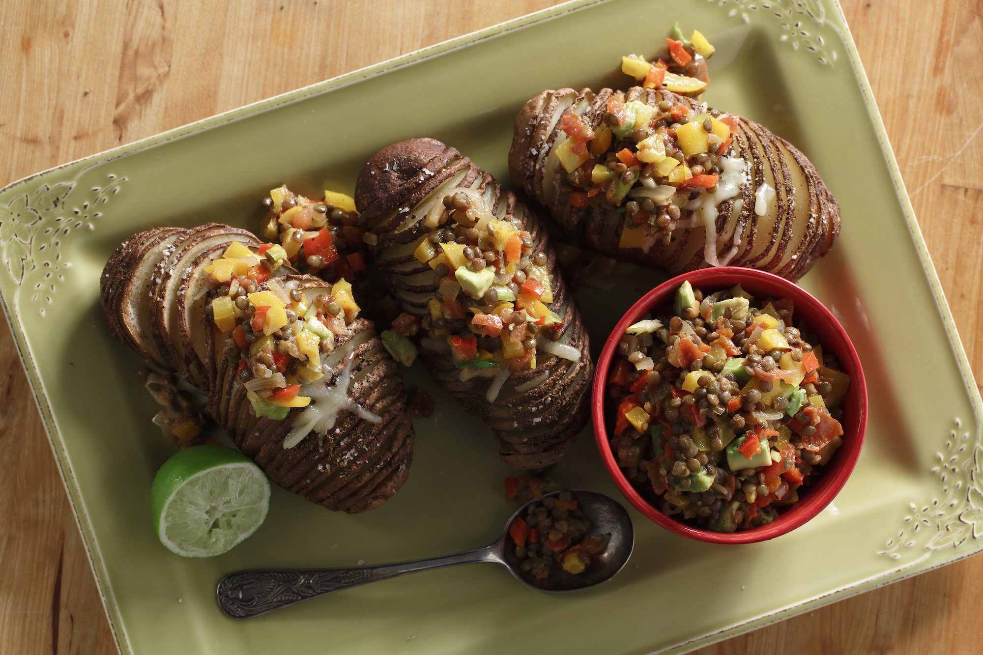 Accordion Potatoes with Chipotle Lentil & Pepper Topping – Lentils.org