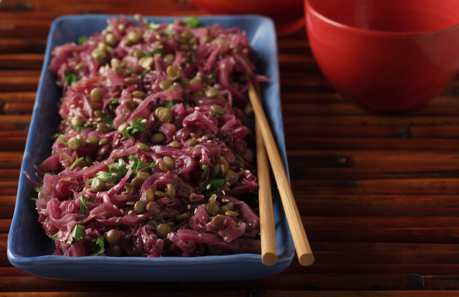 Braised Red Cabbage with Lentils & Toasted Sesame