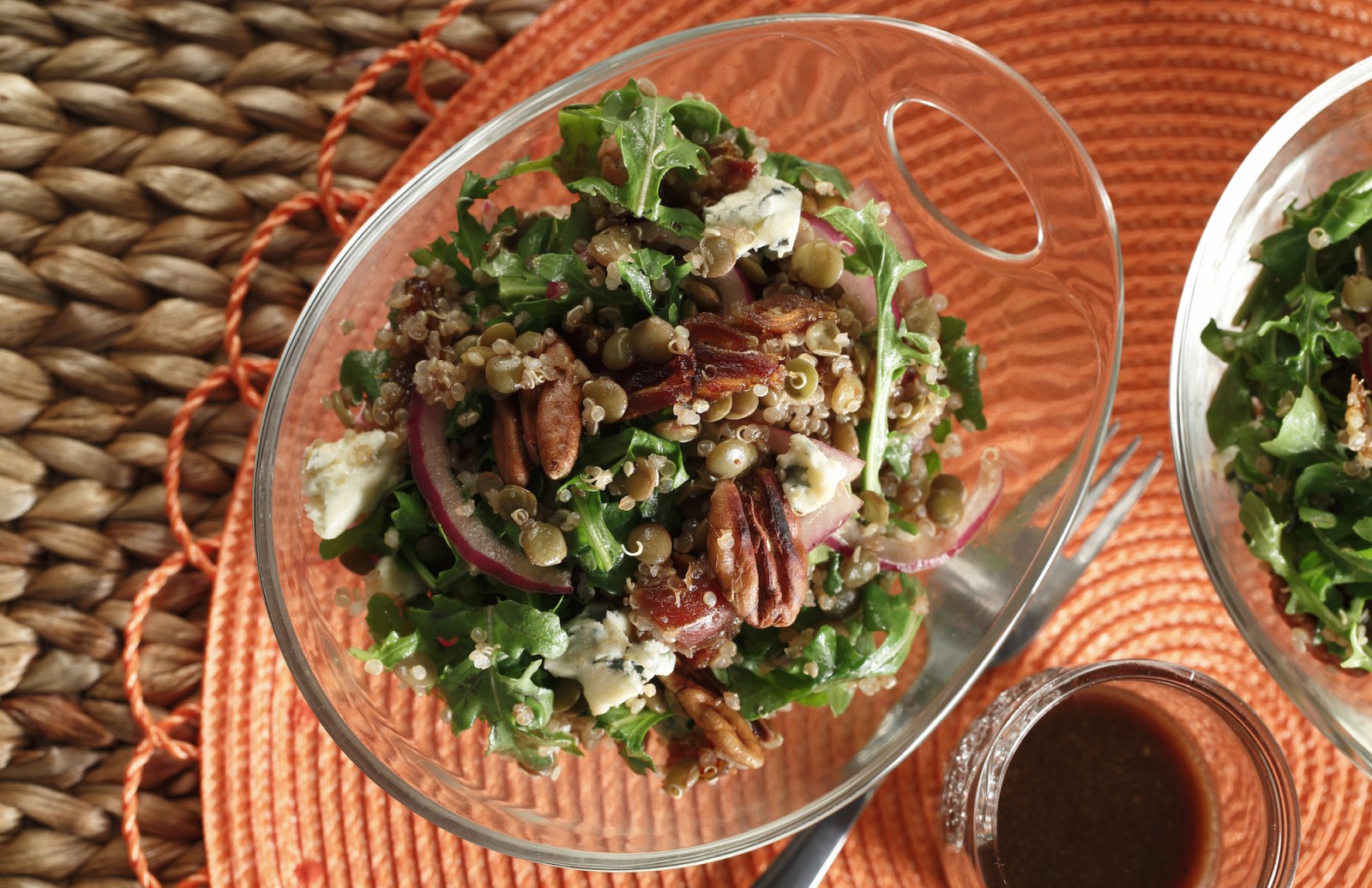 Quinoa & Lentil Salad with Walnuts, Dates & Blue Cheese