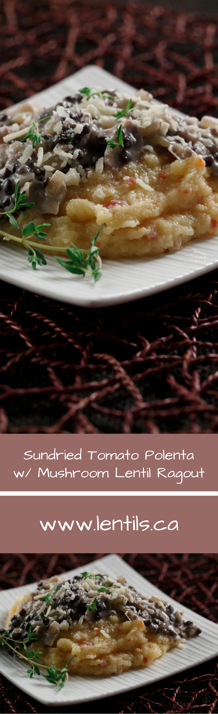 Sundried Tomato Polenta with Mushroom Lentil Ragout