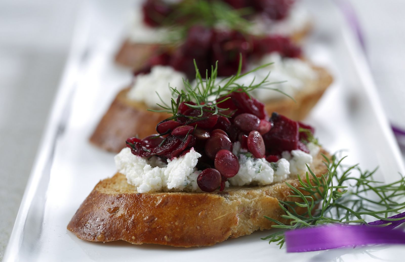 Roast Beet & Lentil Bruschetta