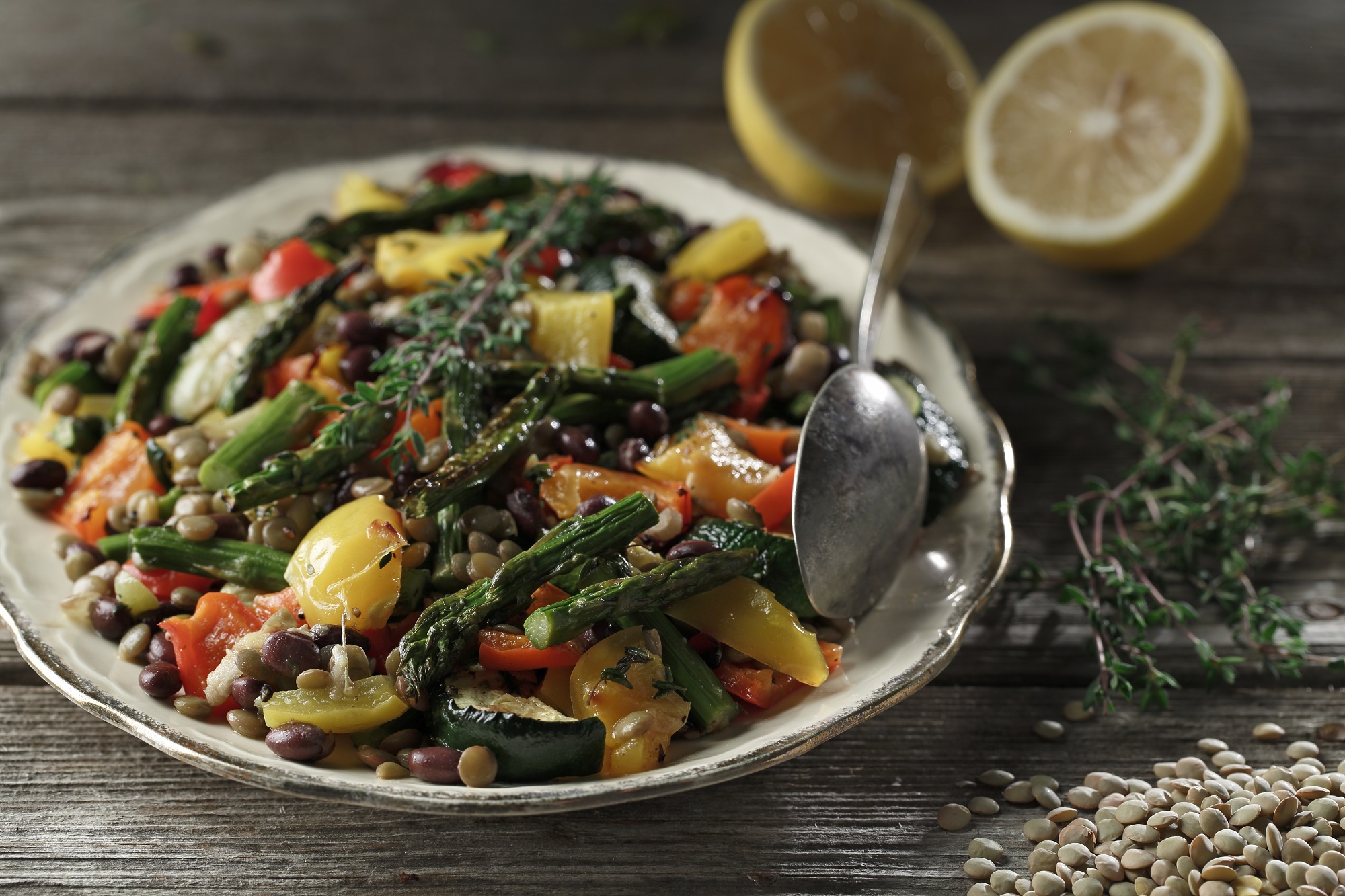 Thyme Roasted Vegetables with Lentils & Black Beans