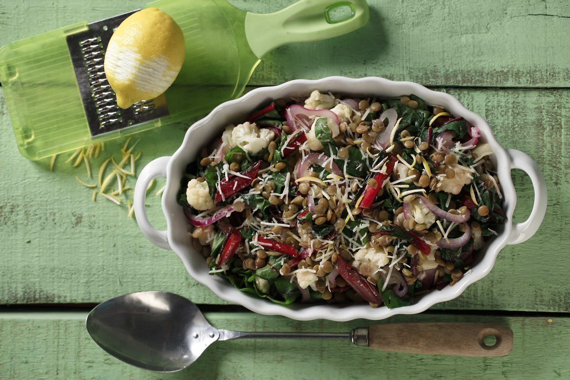 Sautéed Swiss Chard with Cauliflower, Lentils & Parmesan – Lentils.org