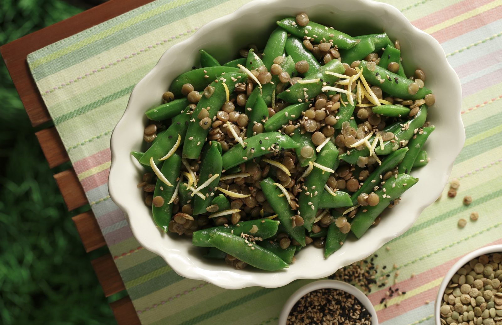 Sesame Sauteed Sugar Snap Peas & Lentils