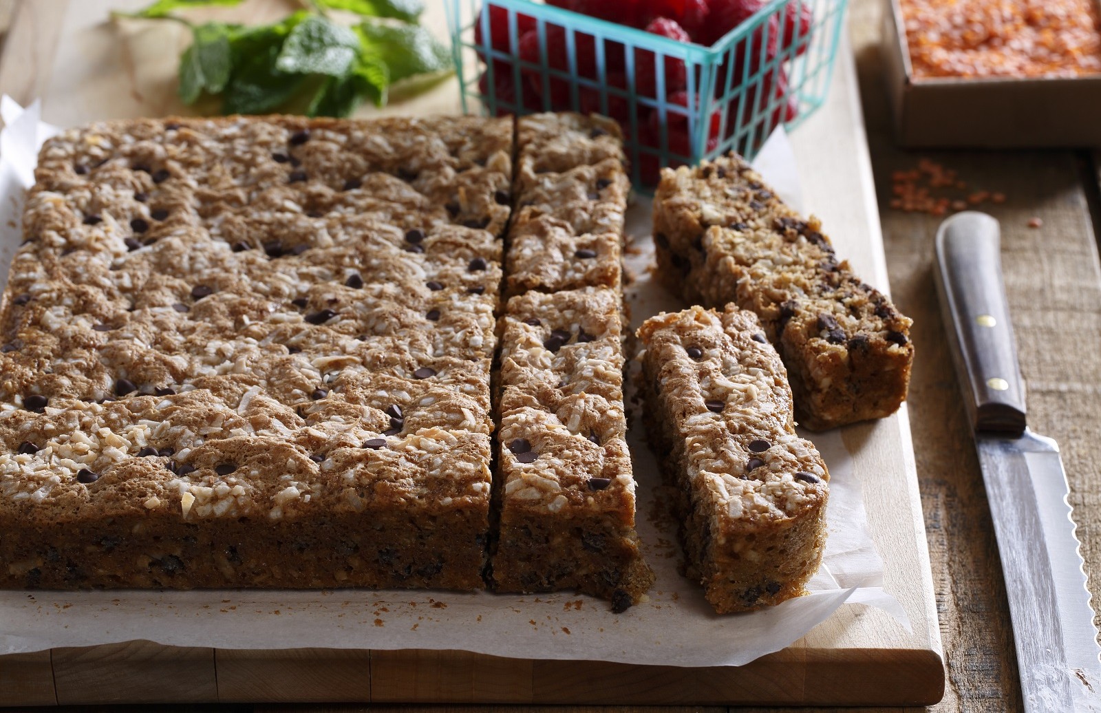 Coconut Chocolate Chip Lentil Blondies