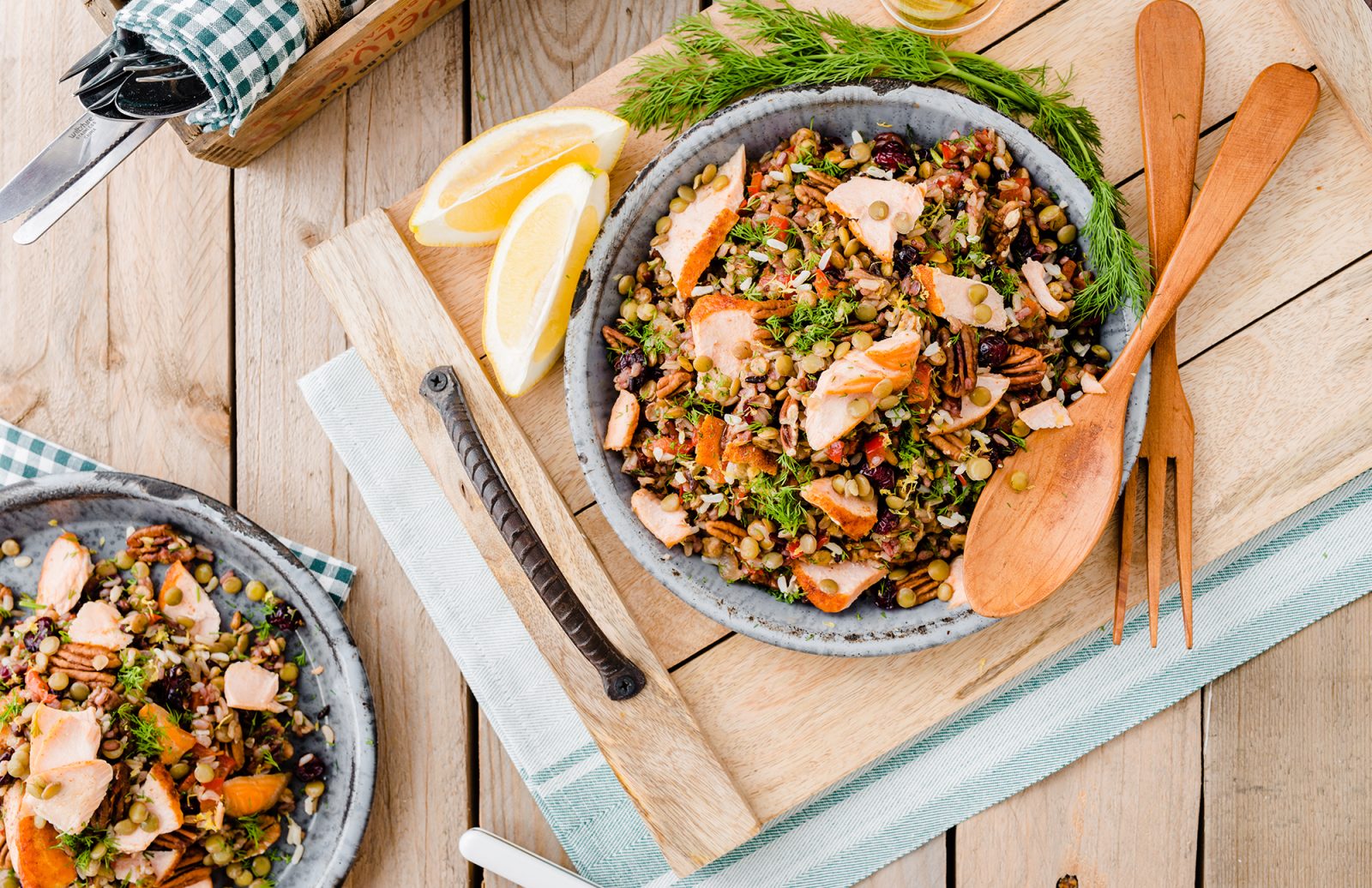 Wild Rice & Lentils with Flaked Salmon
