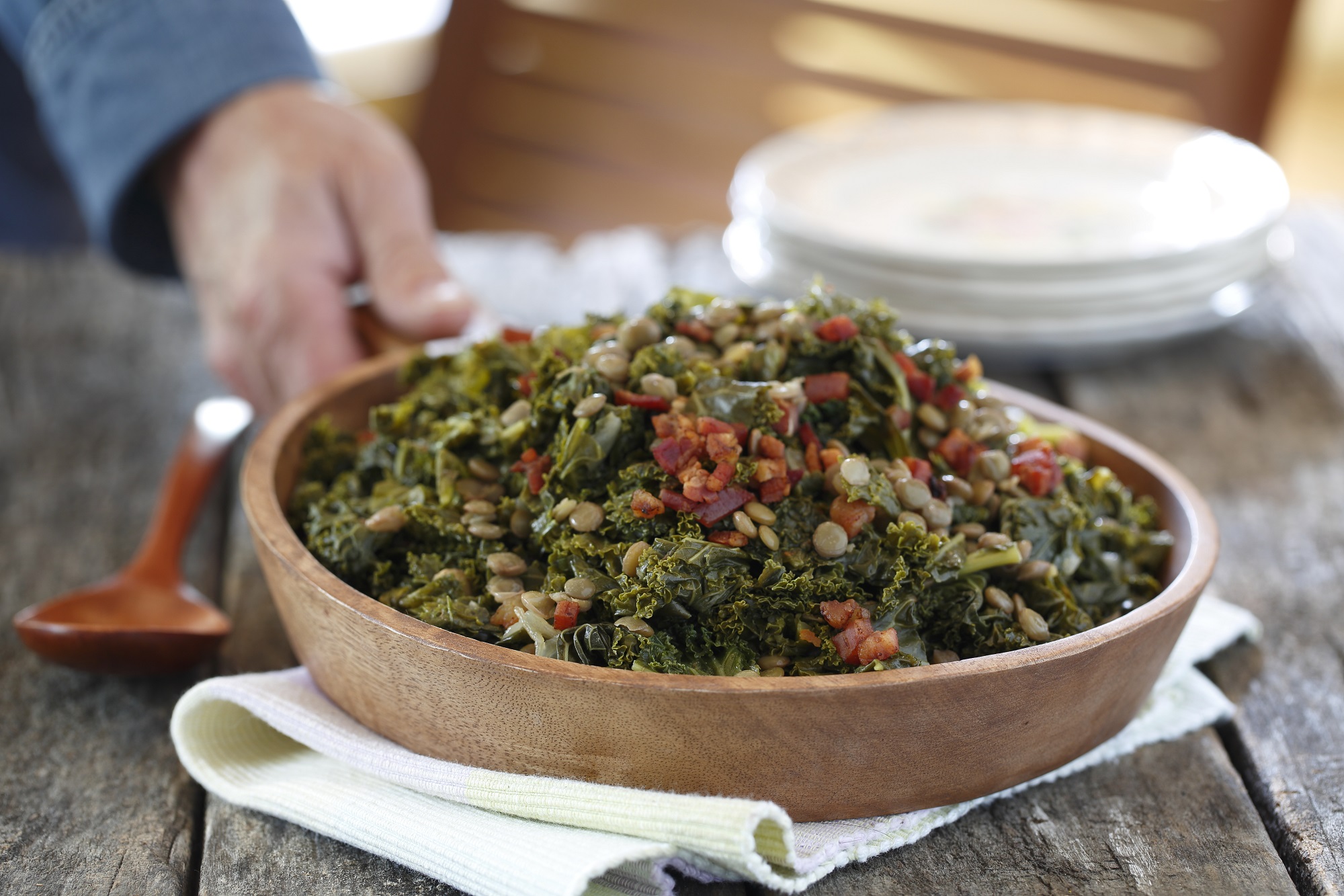 Collard Greens with Lentils & Bacon