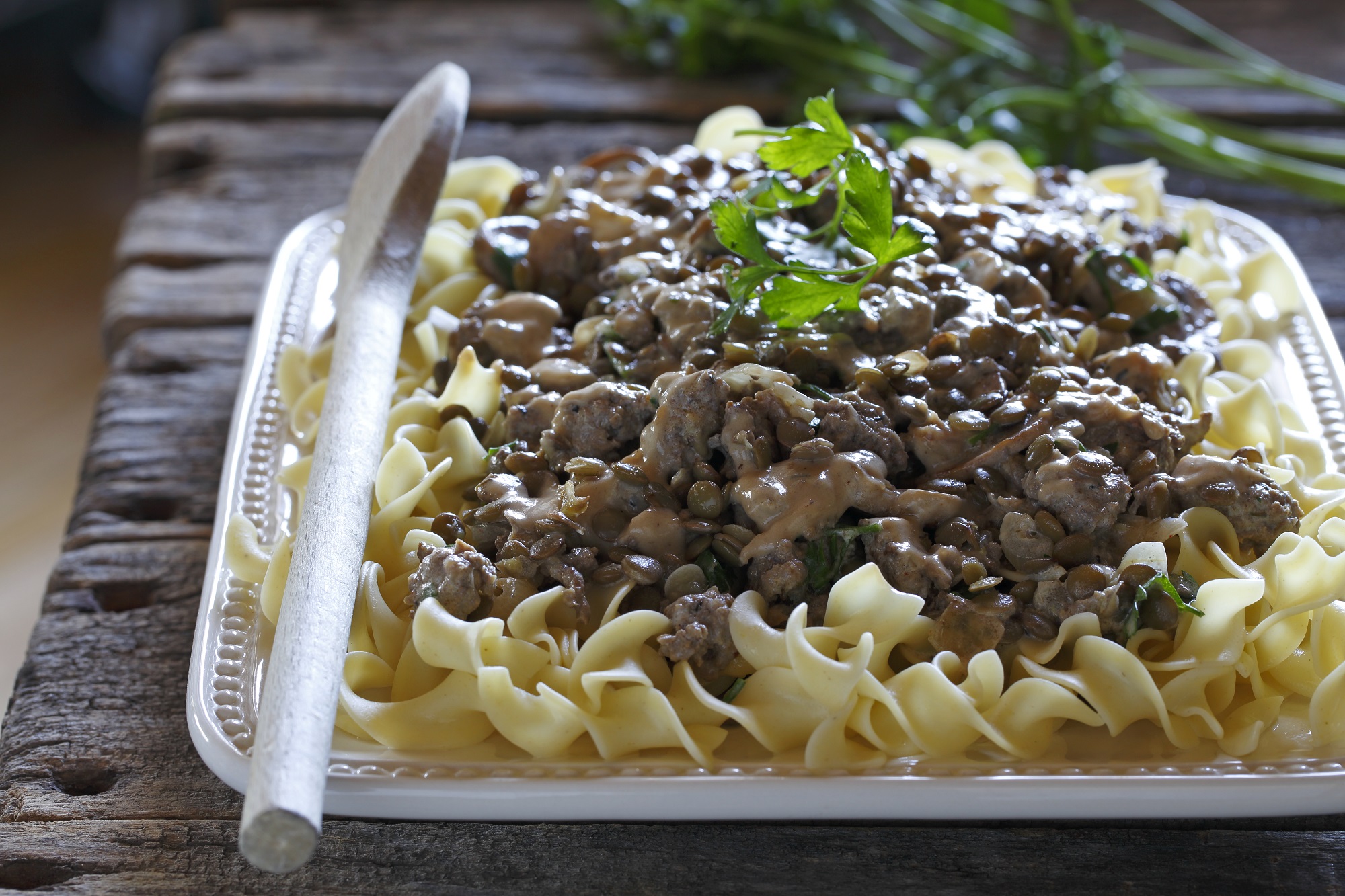 Lentil & Hamburger Stroganoff