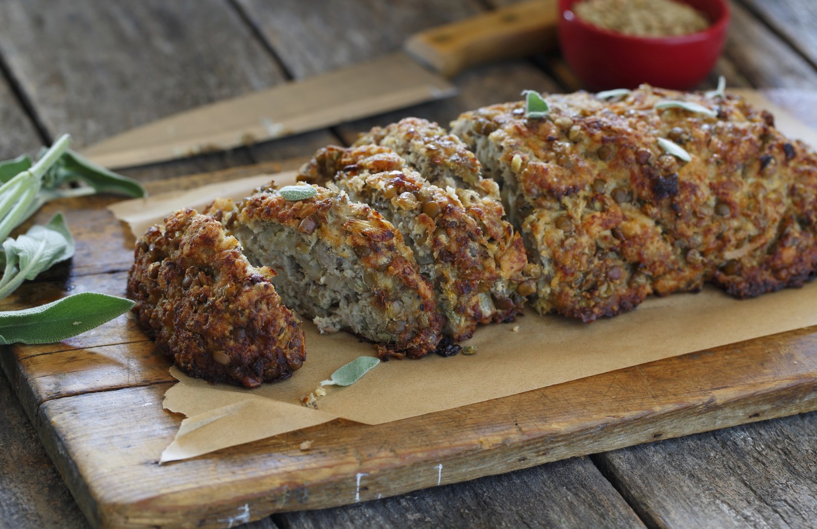 Lentil & Turkey Meatloaf with Apple & Sage