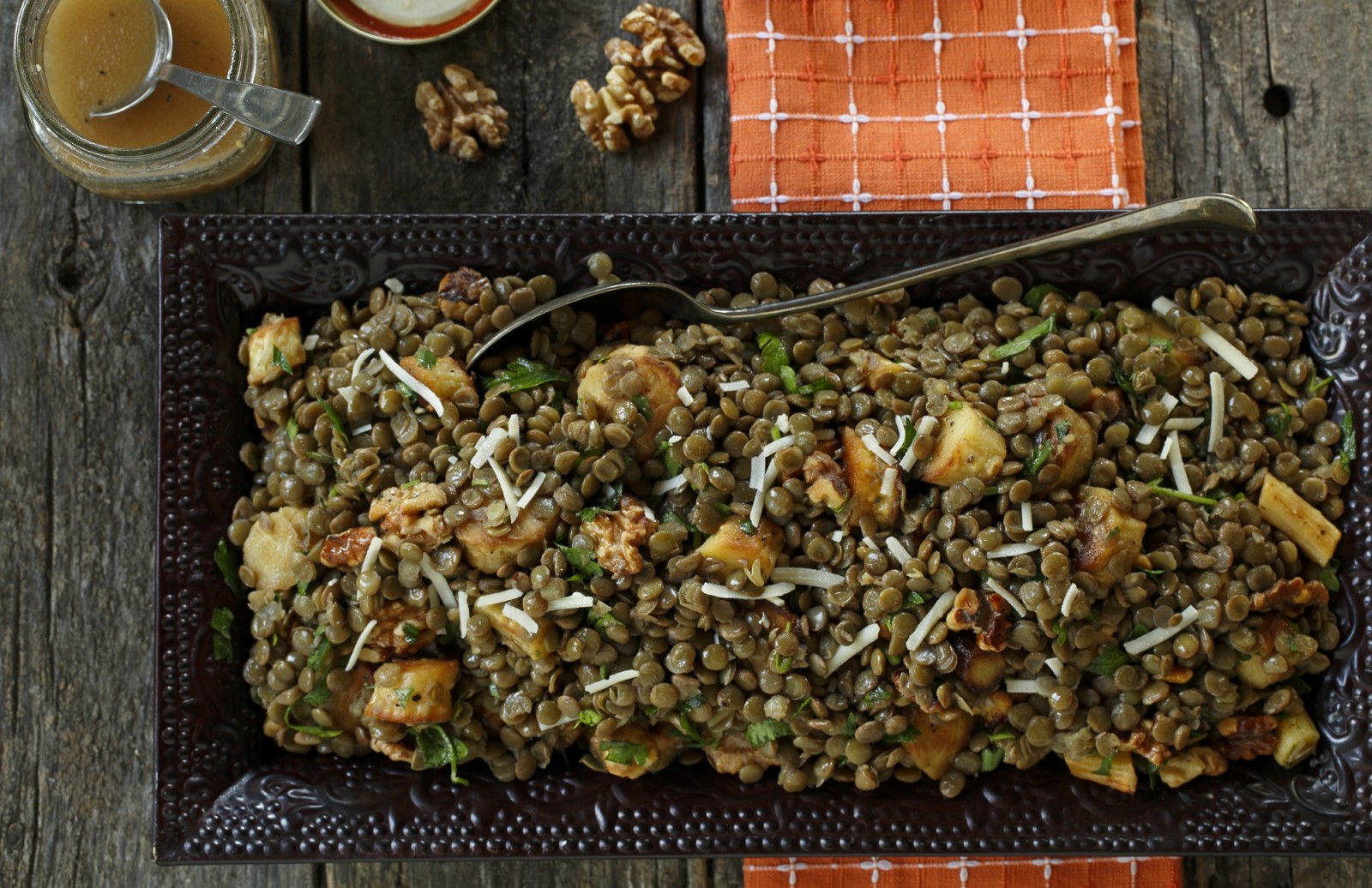 Lentils with Roasted Parsnips & Walnuts