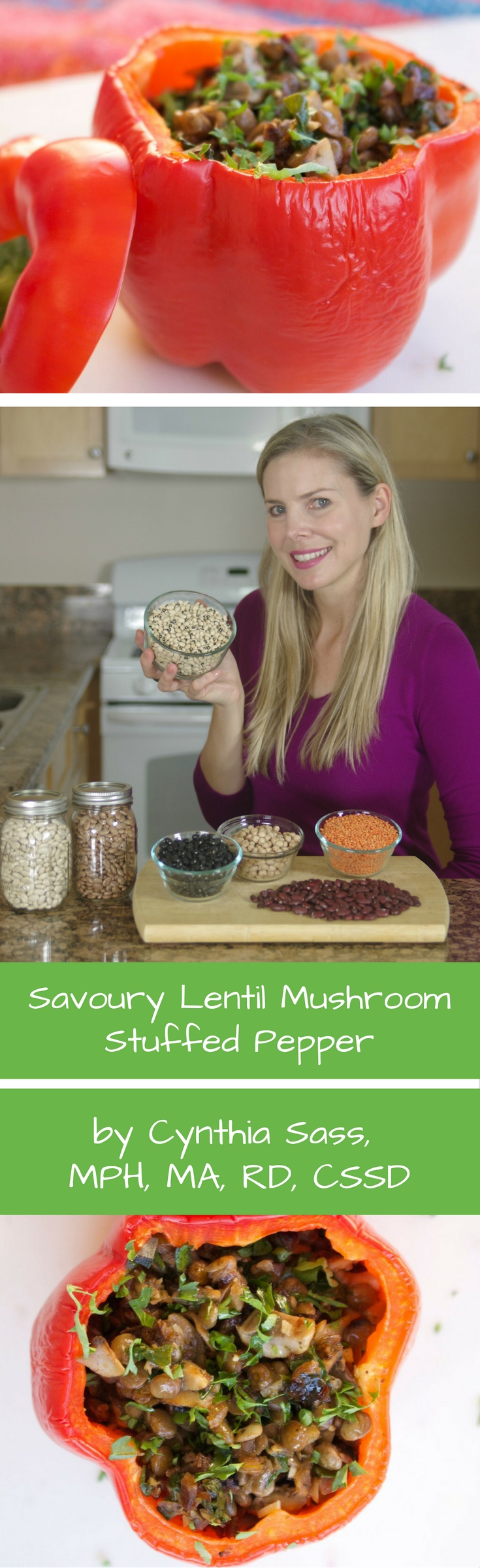 Savoury Lentil & Mushroom Stuffed Pepper