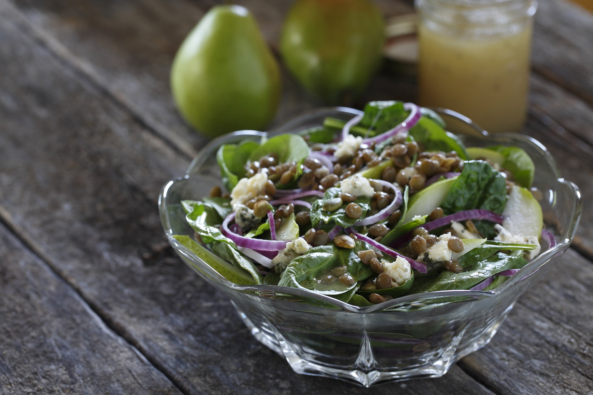 Spinach & Lentil Salad with Pear