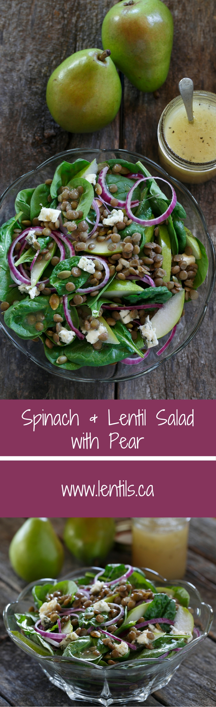 Spinach & Lentil Salad with Pear