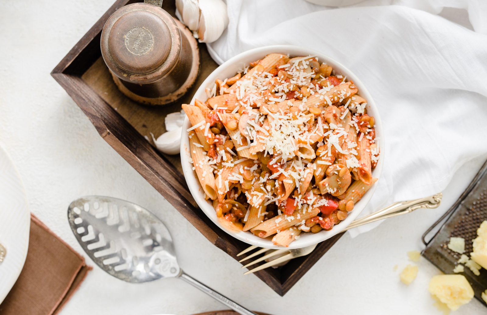 One-Pot Penne with Lentil Ragout