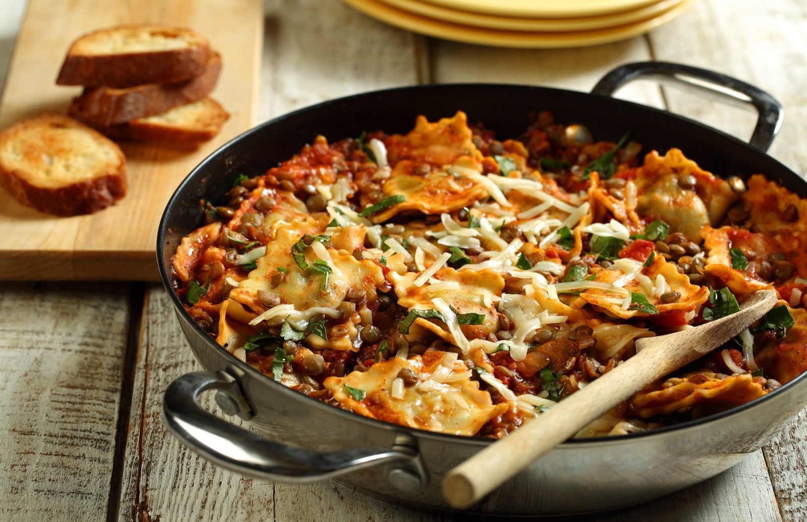 Lentil & Ravioli Skillet