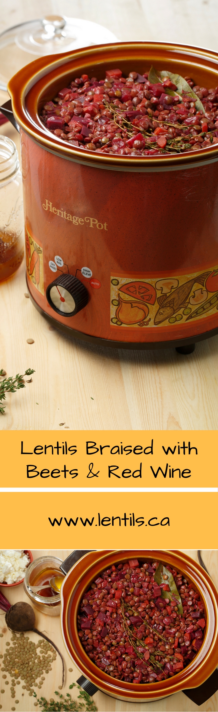 Lentils Braised with Beets & Red Wine