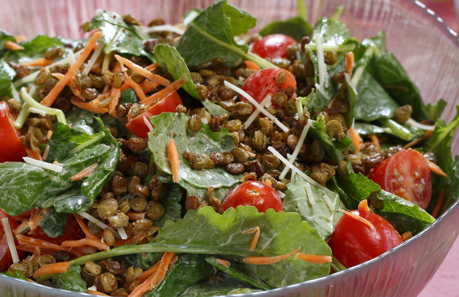 Kale Salad with Crispy Lentils