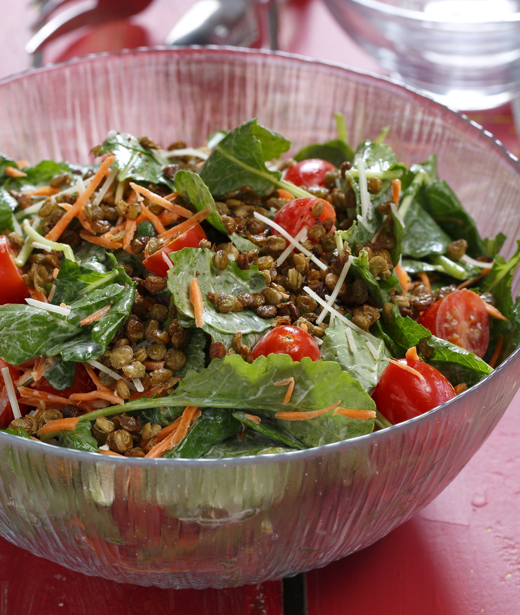Kale Salad with Crispy Lentils