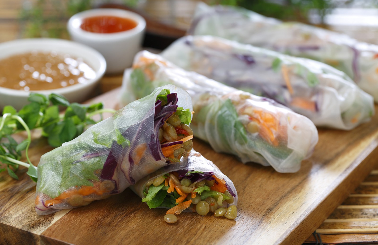 Sweet Chili Lentil Salad Rolls