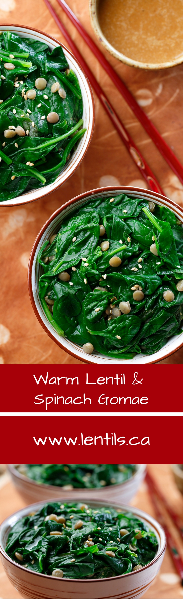 Warm Lentil Spinach Gomae