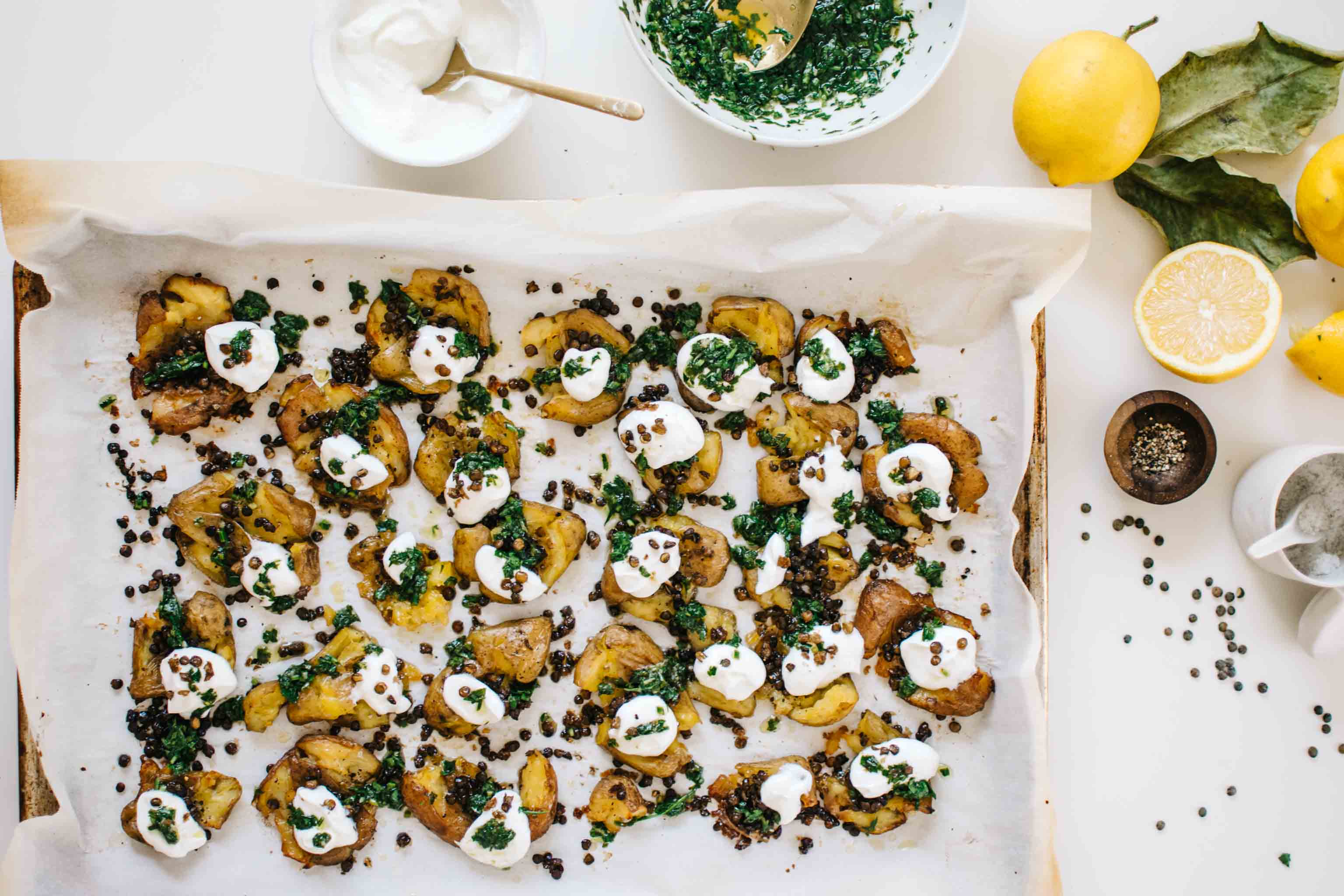 Crispy Lentil & Smashed Potato Sheet Pan Dinner – Lentils.org