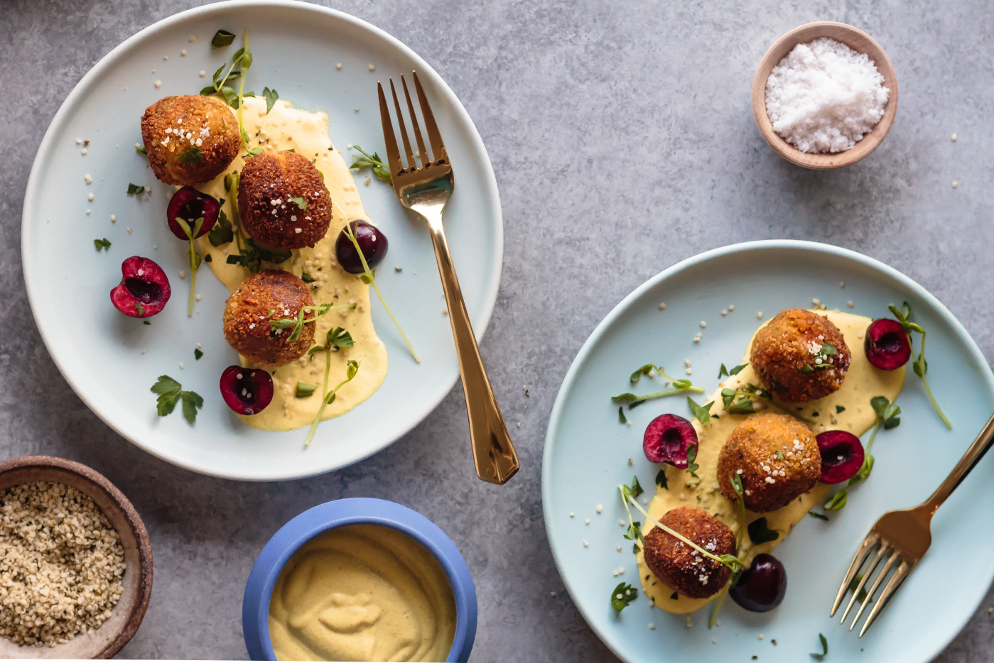 Lentil Sweet Potato Fritters with Curried Cashew Cream