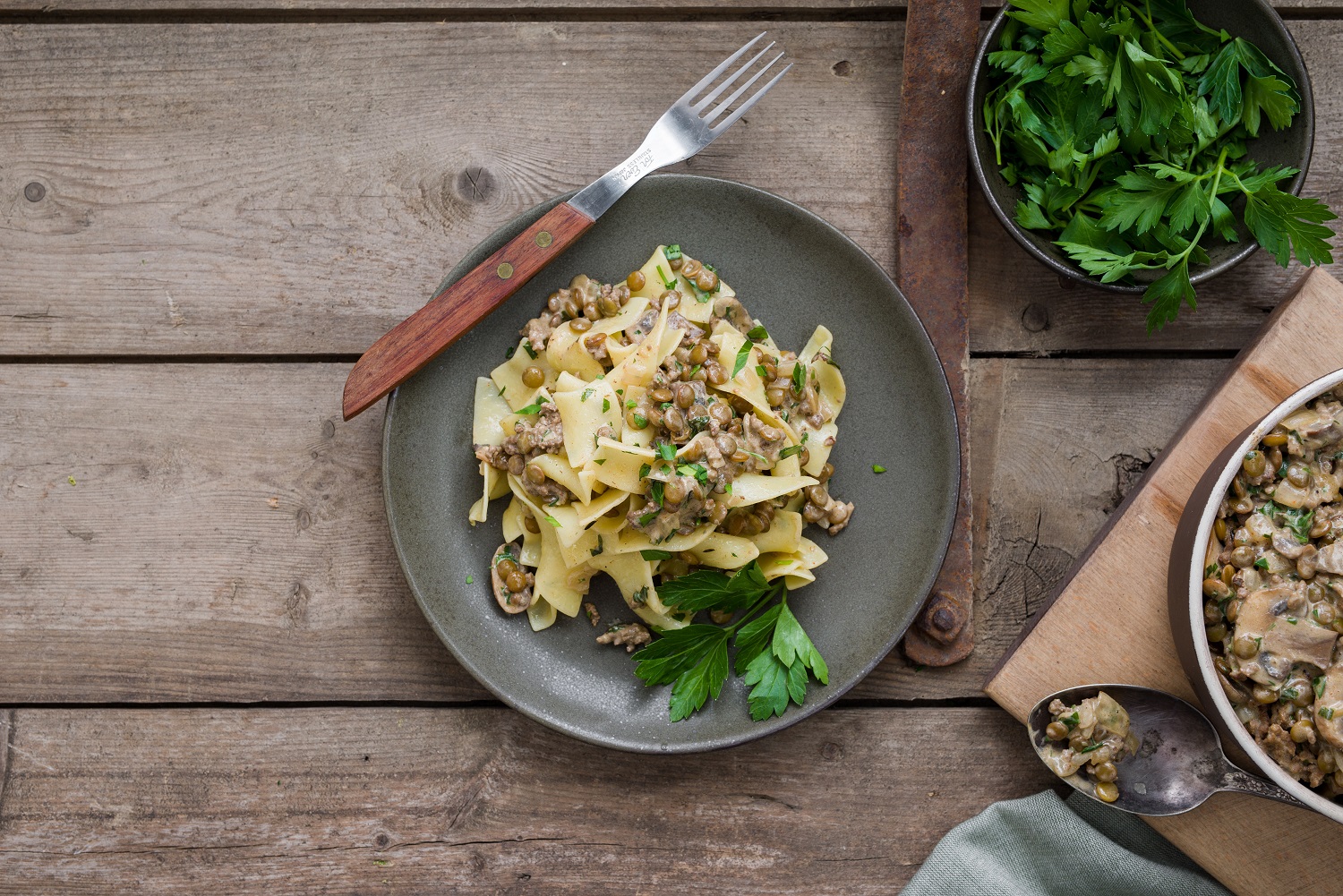 Instant Pot Lentil & Hamburger Stroganoff