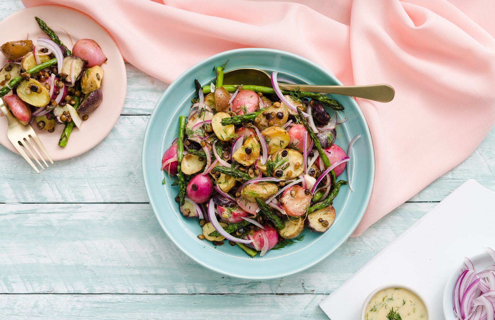 Roasted Spring Vegetable Medley with Crispy Lentils