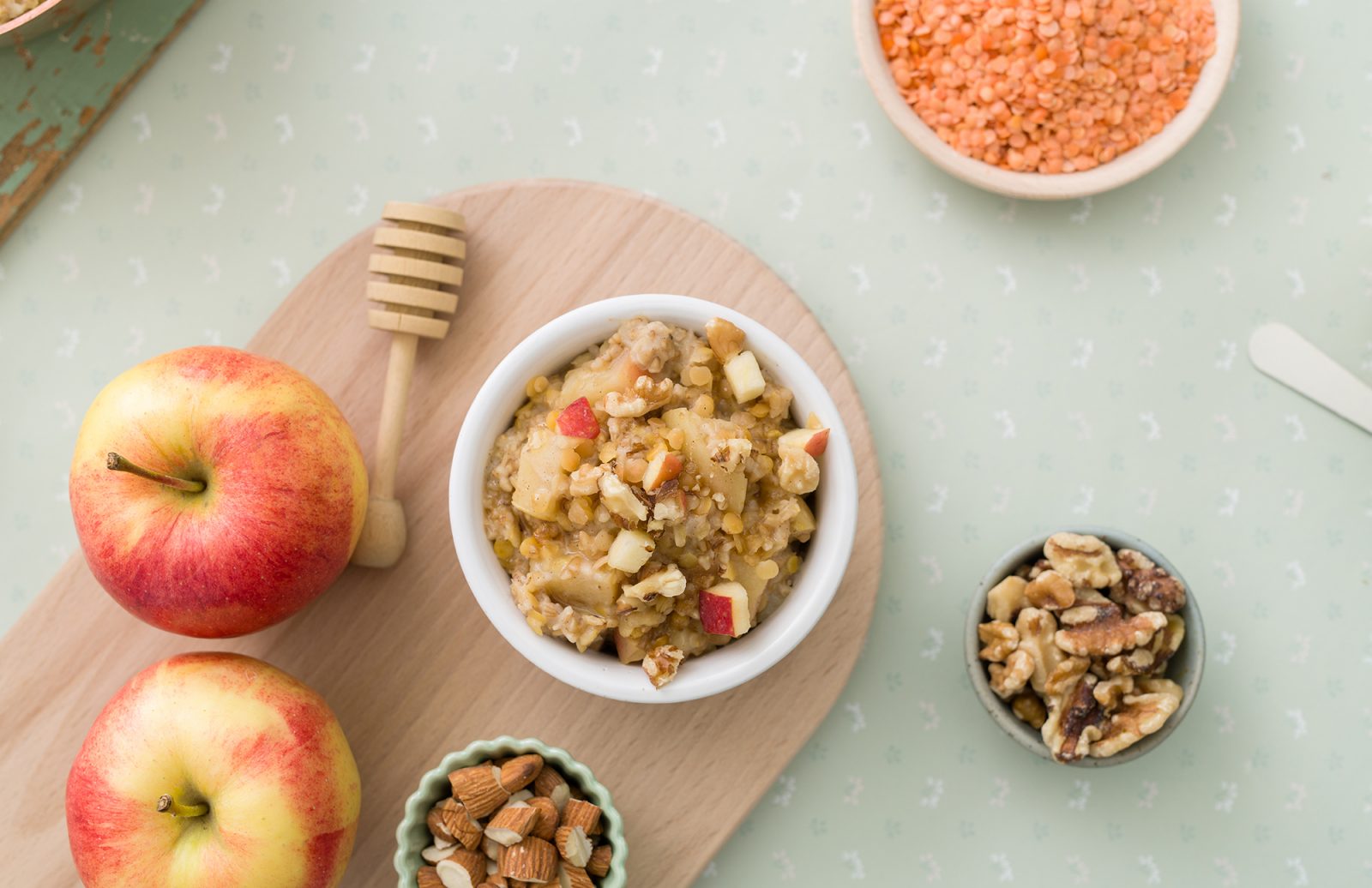 Creamy Lentils & Oats with Sweetly Spiced Apples