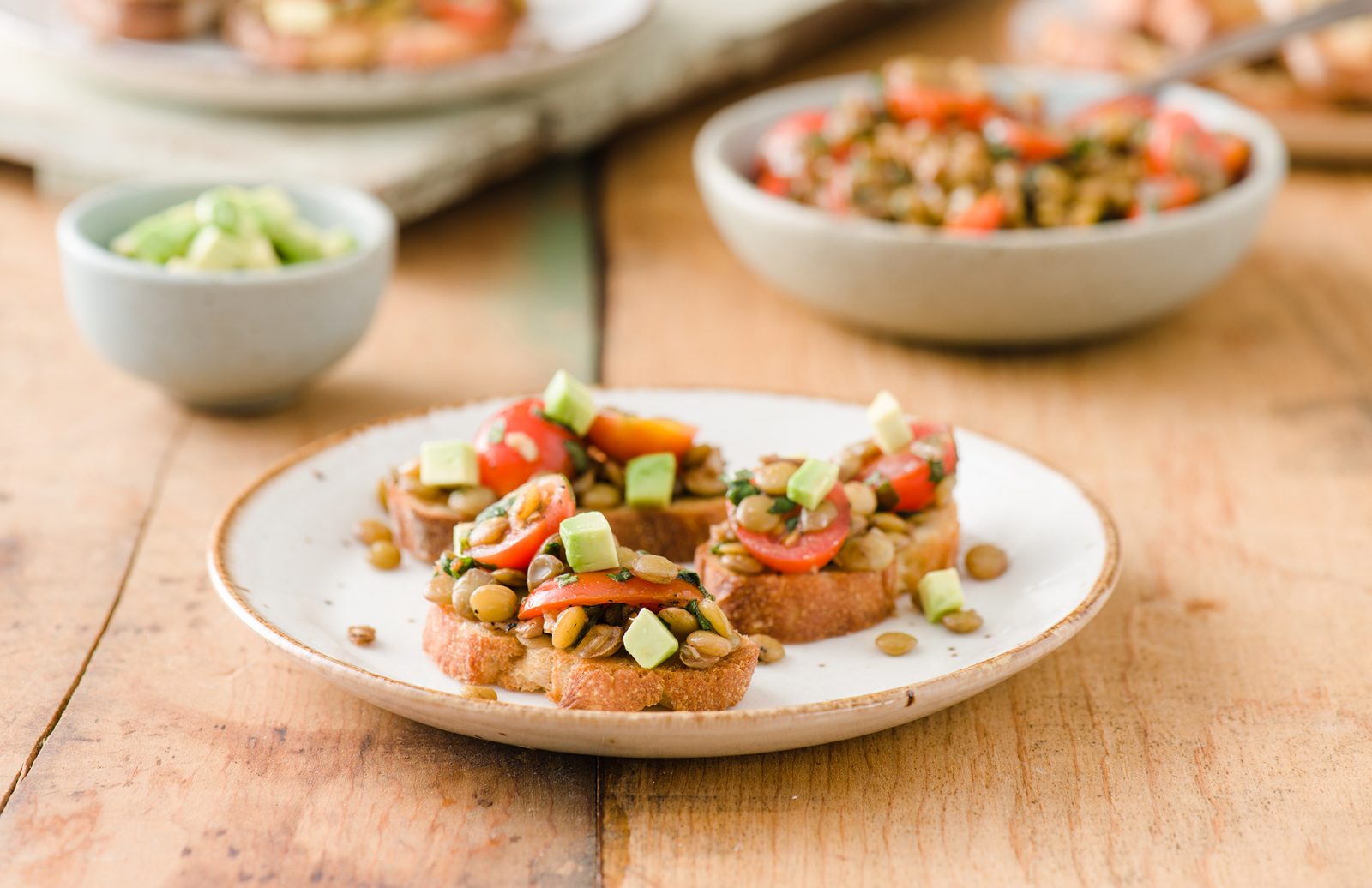 Lentil Avocado Bruschetta