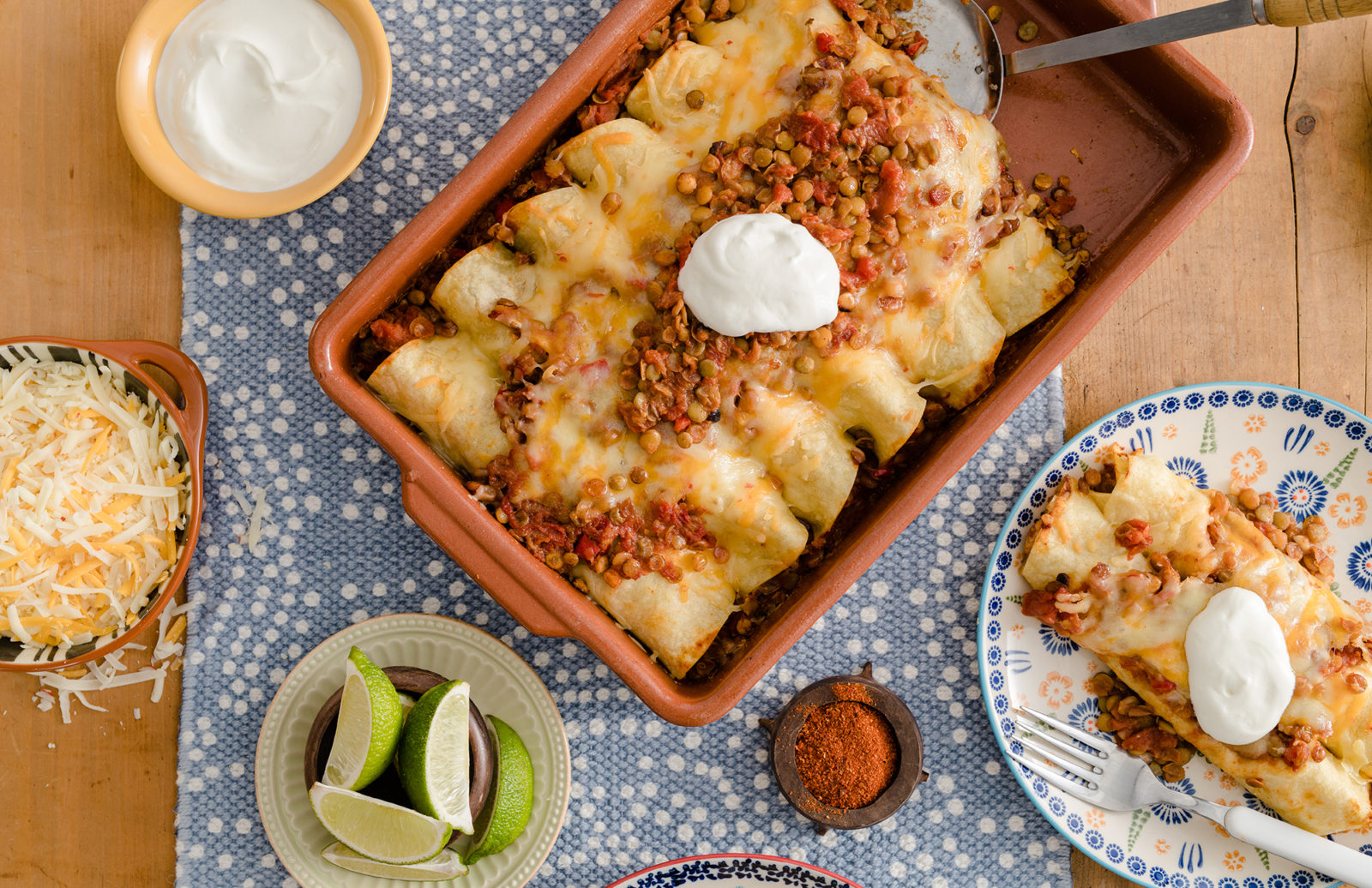 Chicken & Lentil Enchiladas