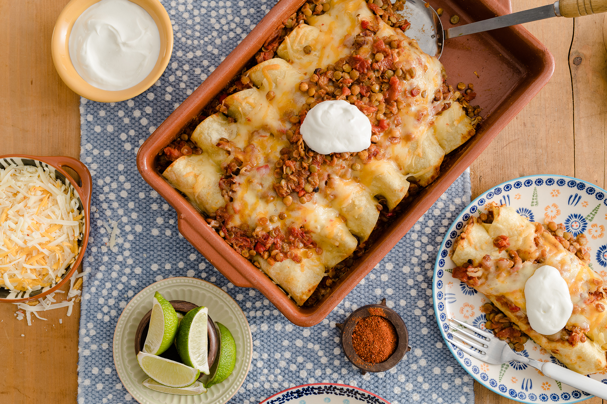 Chicken & Lentil Enchiladas