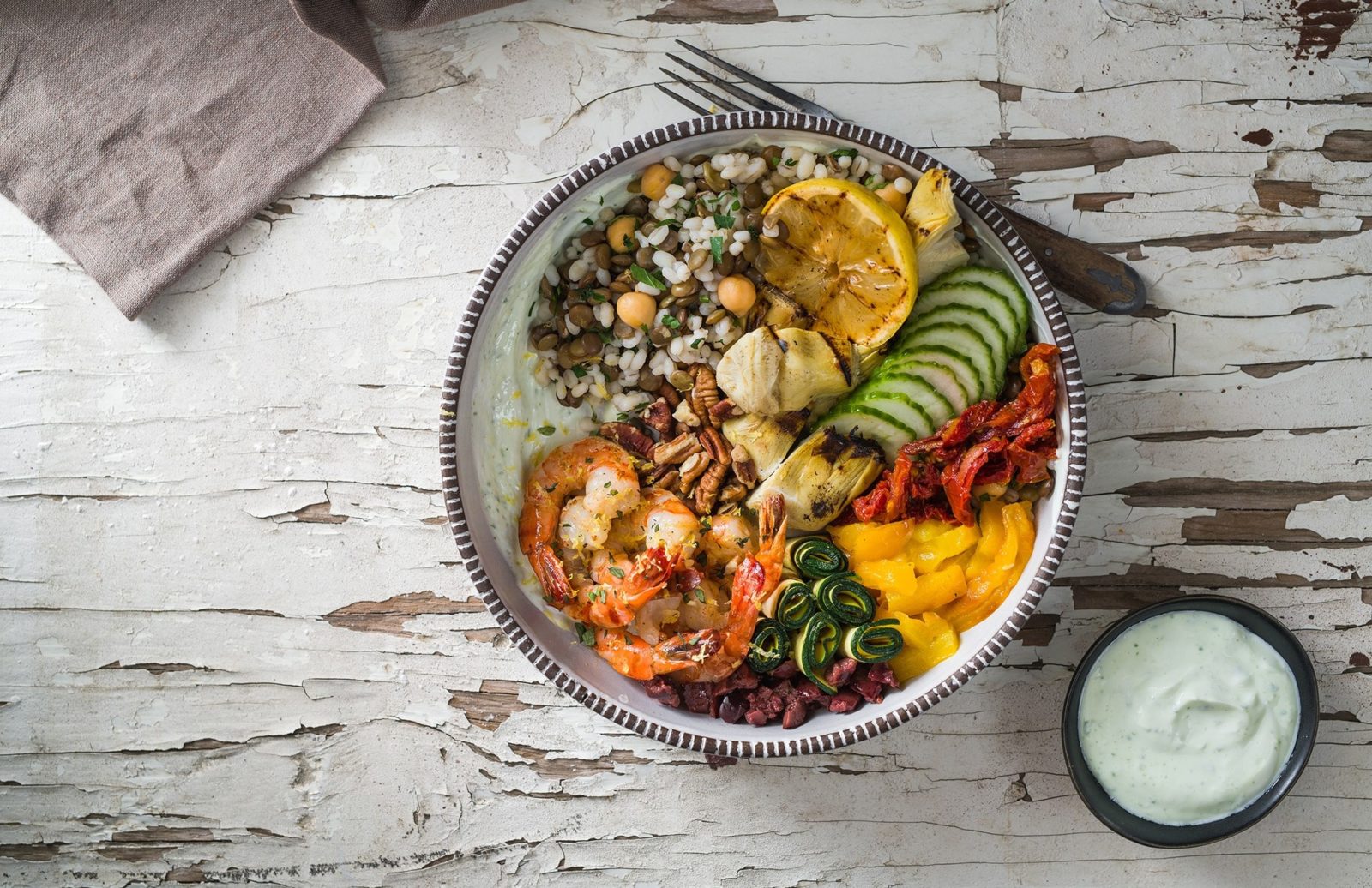 Mediterranean Lentil, Barley & Chickpea Buddha Bowl