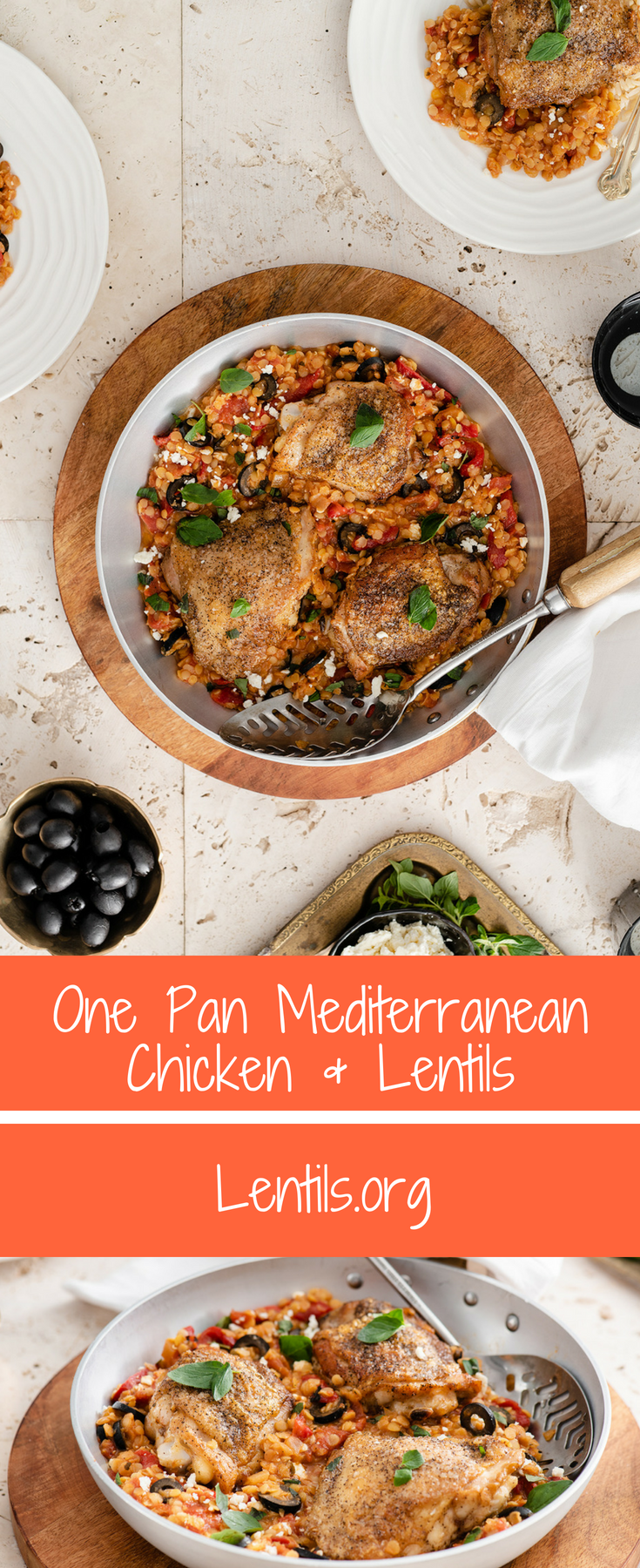 One Pan Mediterranean Chicken & Lentils Skillet Meal