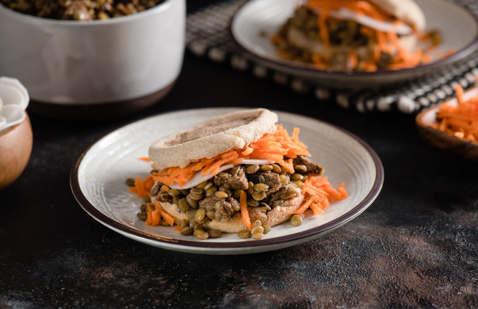Lentil & Beef Rou jia mo (Chinese-Style Sloppy Joe)