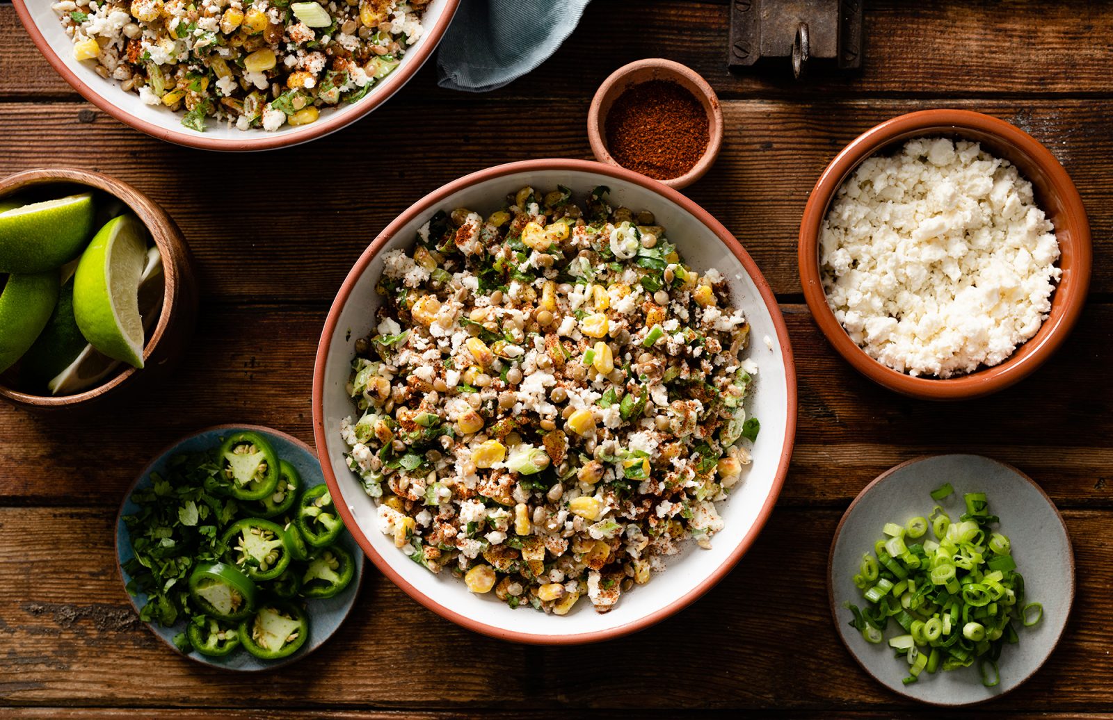 Lentil & Corn Elote Salad